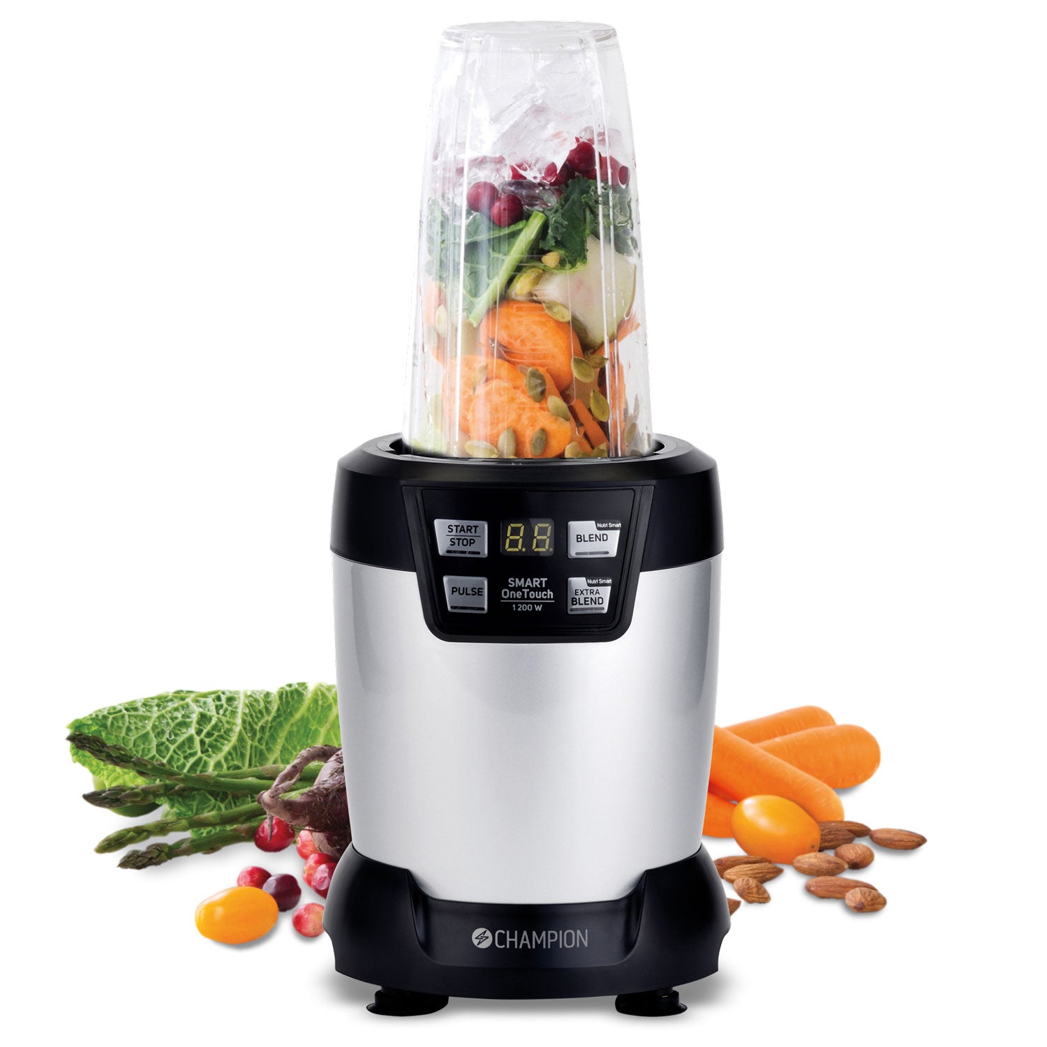 Champion Nutrition Blender Pro Digital 1200W NB500 Svart/Silver (Inklusive 3 behållare)